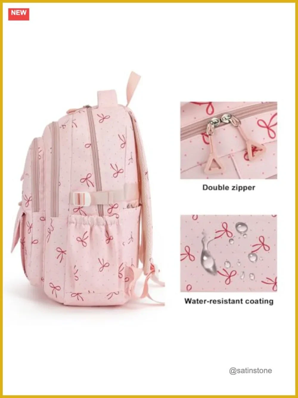 Waterproof Polyester Backpack with Padded Laptop Sleeve for School Travel